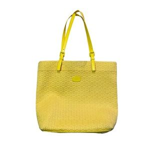 Michael Kors Yellow Monogram Leather Tote Shoulder Bag